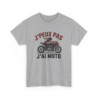 T-shirt Femme Moto  J’peux Pas J’ai Moto  Tee-shirt Motarde Blanc & Gris Coton Biker Rideuse S-3XL