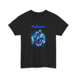 T-shirt Moto Personnalisable avec Prénom  Motard Bleu Style Racing  Tee-shirt Noir, Blanc, Gris Coton Cadeau Biker S-3XL