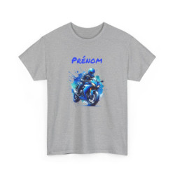 T-shirt Moto Personnalisable avec Prénom  Motard Bleu Style Racing  Tee-shirt Noir, Blanc, Gris Coton Cadeau Biker S-3XL