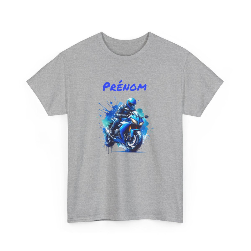 T-shirt Moto Personnalisable avec Prénom  Motard Bleu Style Racing  Tee-shirt Noir, Blanc, Gris Coton Cadeau Biker S-3XL
