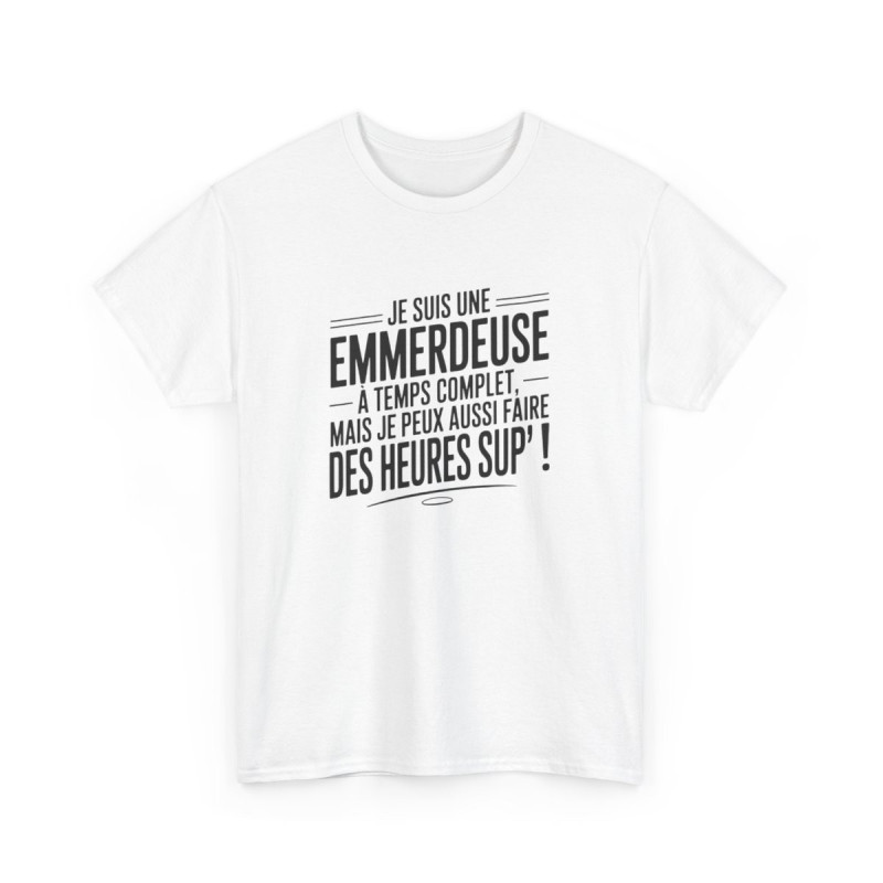 T-shirt Femme Drôle Emmerdeuse à Temps Complet  Tee-shirt  avec Texte Humoristique – Idée Cadeau Humour amusant