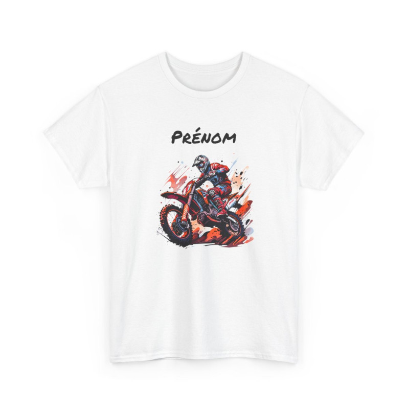 Tee-Shirt Motocross Adulte Personnalisable  Pilote Moto Cross Rouge T-Shirt Blanc ou Gris Sport Coton S à 3XL