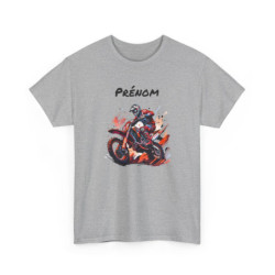 Tee-Shirt Motocross Adulte Personnalisable  Pilote Moto Cross Rouge T-Shirt Blanc ou Gris Sport Coton S à 3XL
