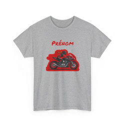 Tee-Shirt Moto Femme Personnalisable – Motarde Sportive avec Prénom – T-Shirt Coton Noir Blanc Gris S à 3XL