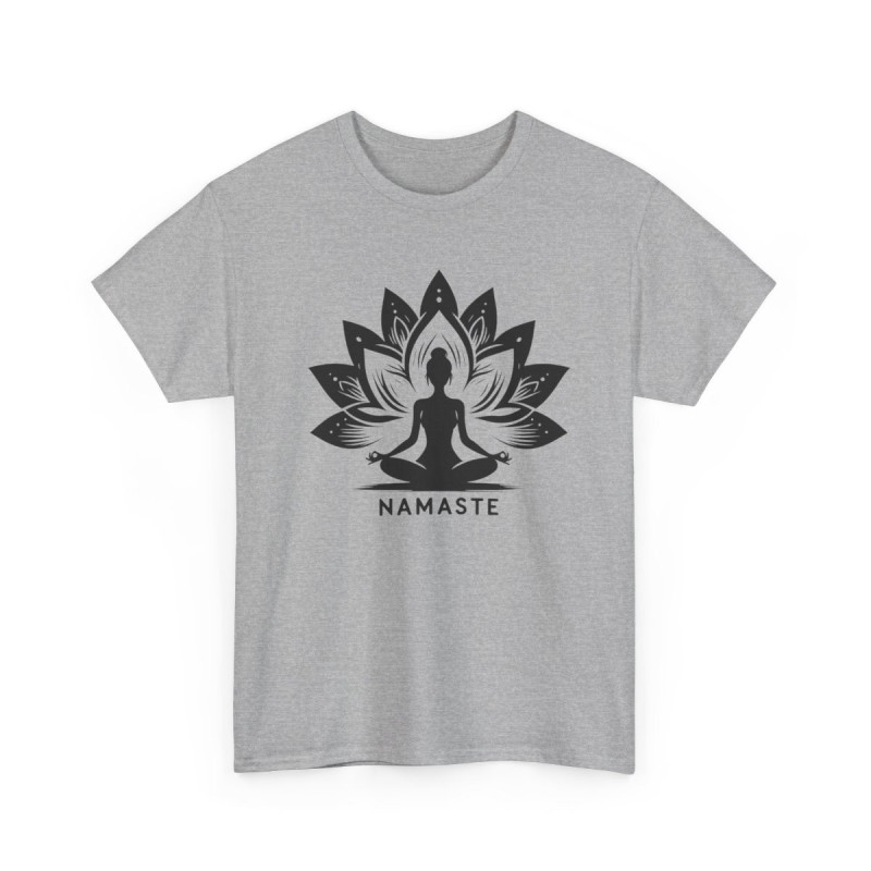 Tee-Shirt Femme Yoga “Namaste” – T-Shirt Méditation Zen – Blanc ou Gris Coton Confortable S à 3XL