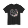 T-shirt Femme Noir avec Citation Fleurie Le plus doux bonheur est celui qu’on partage Fleurs pastel – Tailles S à 3XL