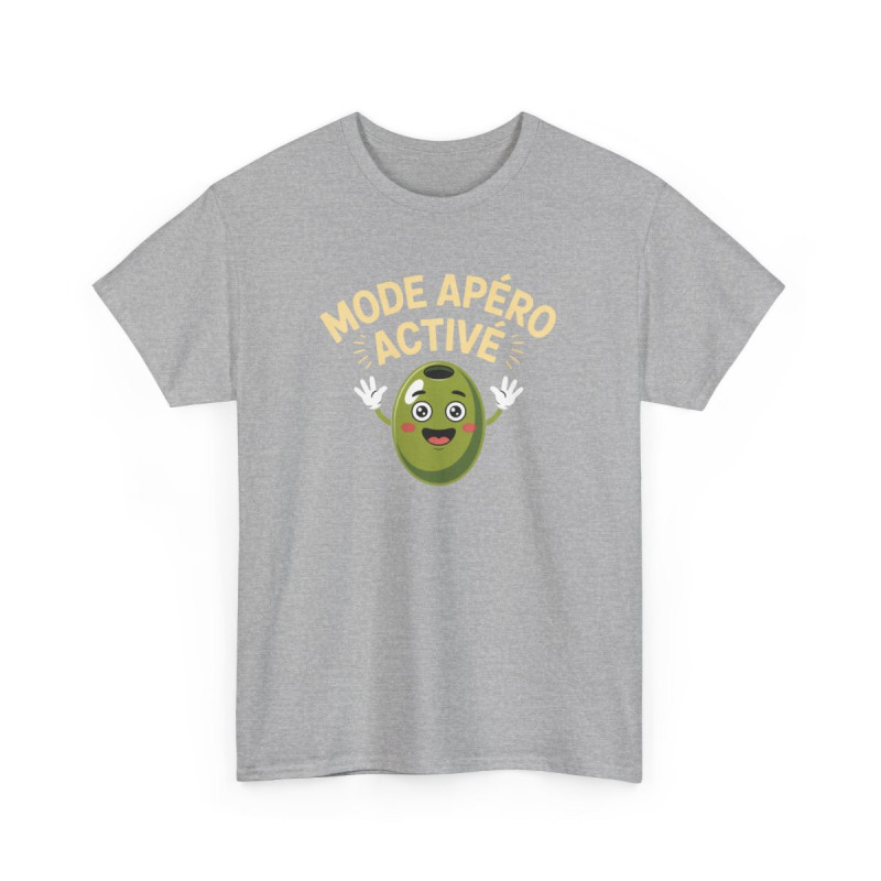 T-shirt Mode Apéro Activé – Tee Shirt Blanc, Gris ou Noir – Olive Drôle Humoristique Soirée et Apéro Coton