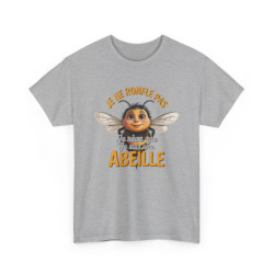 T-shirt Humour Abeille Rêve – Je Ne Ronfle Pas – Tee Shirt Blanc ou Gris Mignon et Drôle Coton Homme ou femme amusant