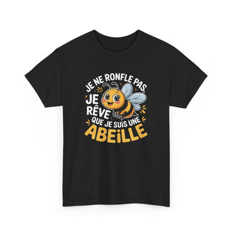 T-shirt Noir Je Ne Ronfle Pas Je Rêve Humour Abeille Mignonne Cartoon Tee Shirt Humour Animal Drôle Coton