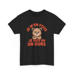 T-shirt Je M’en Fous Je Suis un Ours  Tee Shirt Blanc, Gris ou Noir  Humour Grognon & Ours Cartoon Mignon Adulte