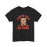 T-shirt Je M’en Fous Je Suis un Ours  Tee Shirt Blanc, Gris ou Noir  Humour Grognon & Ours Cartoon Mignon Adulte