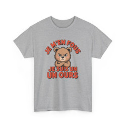 T-shirt Je M’en Fous Je Suis un Ours  Tee Shirt Blanc, Gris ou Noir  Humour Grognon & Ours Cartoon Mignon Adulte