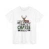 T-shirt Chasseur Homme Mec Simple J’aime la Chasse avec Cerf  Cadeau Humour Chasse Tee Shirt Blanc ou Gris