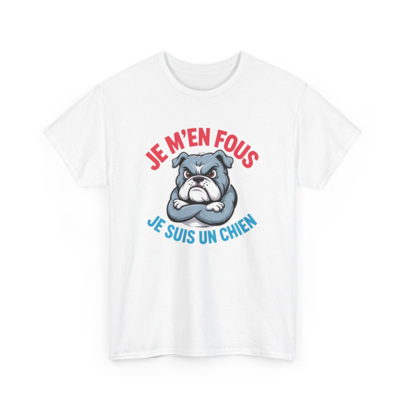 T-shirt Homme Drôle Bulldog Tee-shirt Humour Je M’en Fous Je Suis Un Chien Coton Confortable Cadeau Fun Chien