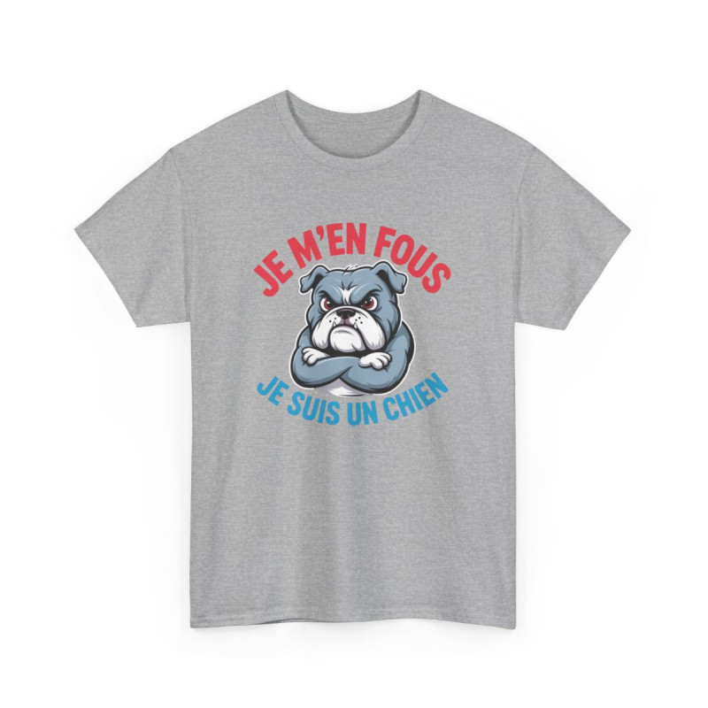 T-shirt Homme Drôle Bulldog Tee-shirt Humour Je M’en Fous Je Suis Un Chien Coton Confortable Cadeau Fun Chien