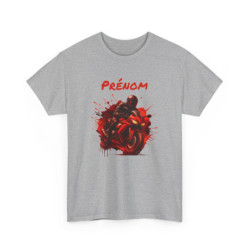 T-shirt Moto Homme Personnalisé – Tee-shirt Motard Rouge avec Prénom – Cadeau Biker Racing Feu Unique
