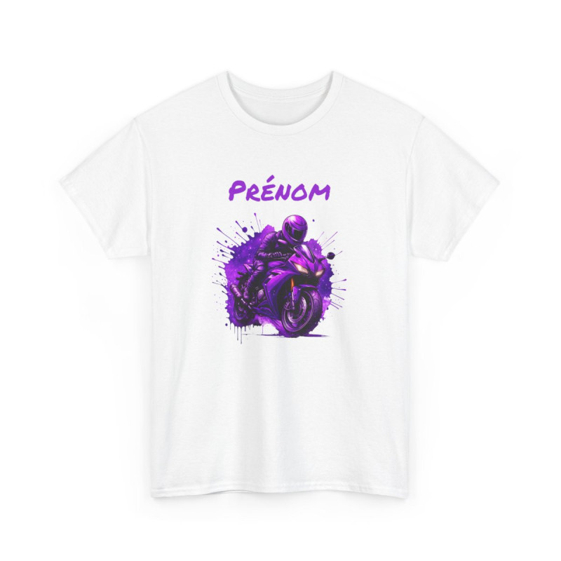 T-shirt Moto Homme Personnalisé Tee-shirt Motard Violette avec Prénom Cadeau Biker Deux Roues Racing Original