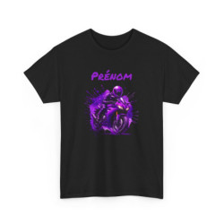 T-shirt Moto Homme Personnalisé Tee-shirt Motard Violette avec Prénom Cadeau Biker Deux Roues Racing Original