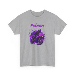 T-shirt Moto Homme Personnalisé Tee-shirt Motard Violette avec Prénom Cadeau Biker Deux Roues Racing Original