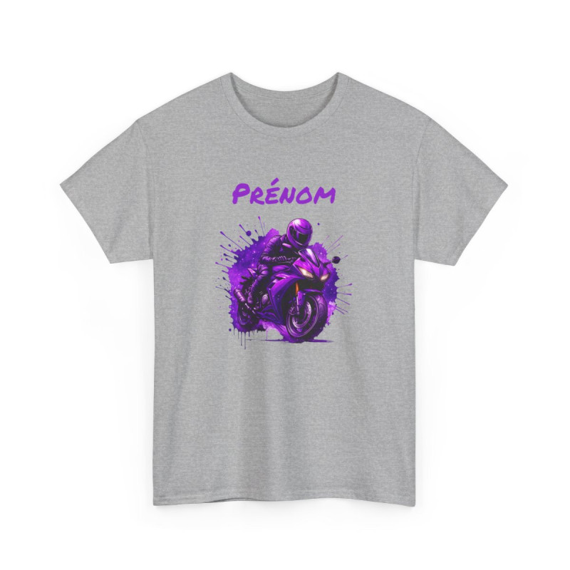 T-shirt Moto Homme Personnalisé Tee-shirt Motard Violette avec Prénom Cadeau Biker Deux Roues Racing Original