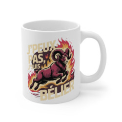 Tasse Horoscope Bélier – Mug Astrologie Feu “J’peux Pas J’suis Bélier” – Cadeau Zodiaque Céramique 325ml