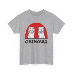 T-shirt Okinawa Unisexe Homme/Femme – Tee-shirt Japon Shisa Blanc ou Gris – Design Culture Tradition Japonaise