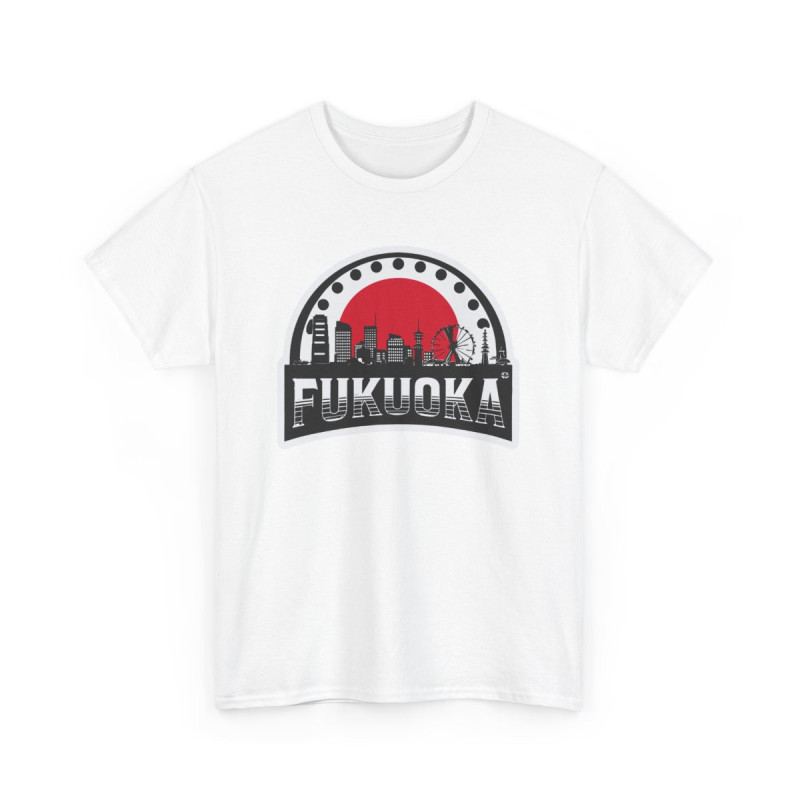 T-shirt Fukuoka Japon Unisexe – Tee-shirt Ville Moderne Noir Blanc Gris – Design Skyline Asie Streetwear