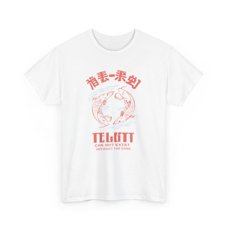 T-shirt Unisexe Koi Poisson Japonais – Tee-shirt Yin Yang “Light Can’t Exist Without Dark” – Zen Blanc Gris Noir