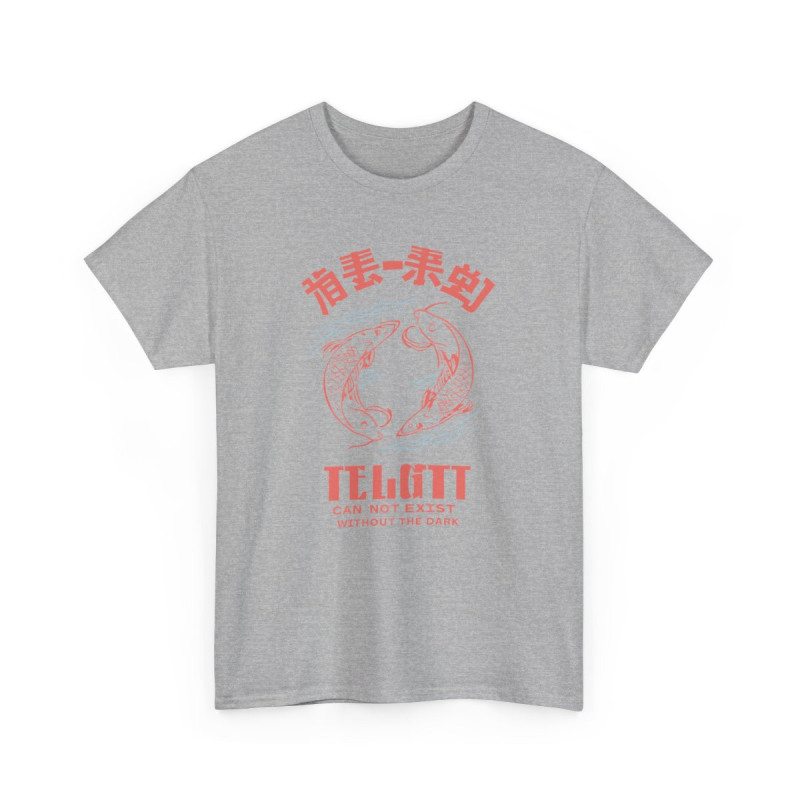 T-shirt Unisexe Koi Poisson Japonais – Tee-shirt Yin Yang “Light Can’t Exist Without Dark” – Zen Blanc Gris Noir