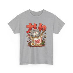 T-shirt Unisexe Chat Japonais Kawaii dans Bol de Nouilles – Tee-shirt Design Ramen, Manga & Culture Nippone