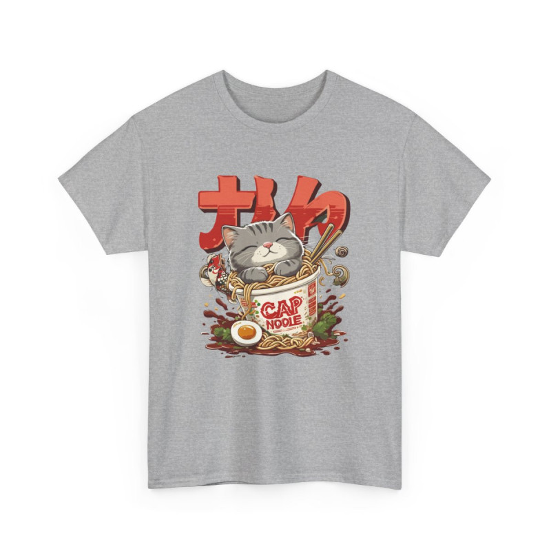 T-shirt Unisexe Chat Japonais Kawaii dans Bol de Nouilles – Tee-shirt Design Ramen, Manga & Culture Nippone