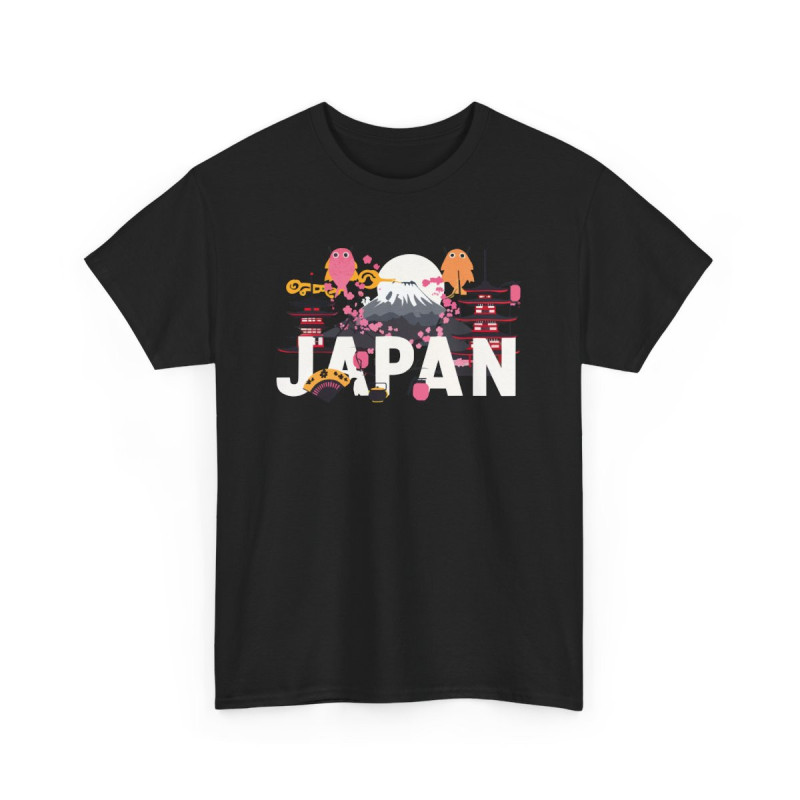 T-shirt Japon Mont Fuji Sakura Pagode – Tee-shirt Unisexe Couleurs Vives –– S à 3XL