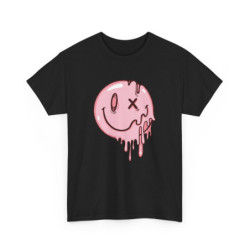 Tee-shirt Unisexe Smiley Fondu Rose – T-shirt Graphique Streetwear – Mode Urbaine Créative Adulte S à 3XL