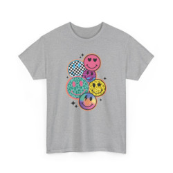 Tee-shirt Unisexe Smiley Graphique Multicolore T-shirt Pop Art Positif – Motifs Amusants Style Urbain S à 3XL