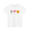 Tee-shirt Unisexe Peace Love Cats – T-shirt Graphique Chat Mignon Minimaliste – Cadeau Amoureux des Chats S à 3XL
