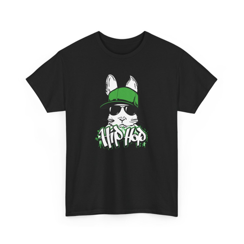 Tee-shirt Unisexe Lapin Hip-Hop – T-shirt Noir Graffiti Streetwear – Design Graphique Animal Stylé S à 3XL