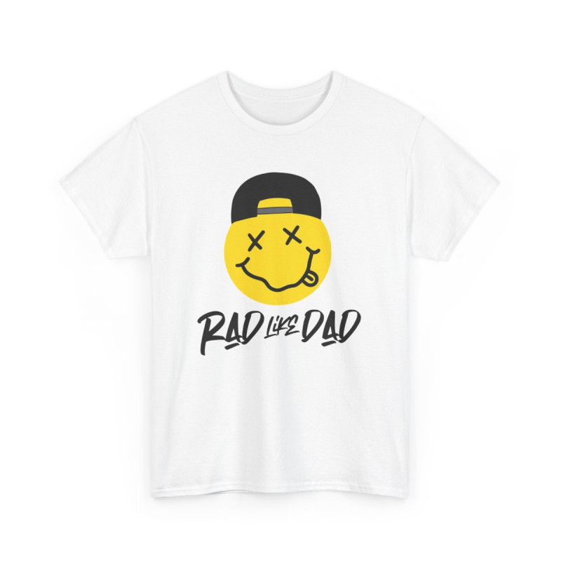 Tee-shirt Unisexe Smiley Casquette Rad Like Dad  T-shirt Humour Cool Père Fils Graphique Cadeau Famille S à 3XL