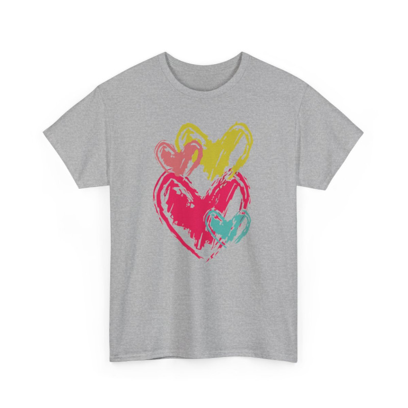Tee-shirt Unisexe Cœurs Graphiques Colorés  T-shirt Amour Artistique Street Pop Illustration Émotionnelle S à 3XL