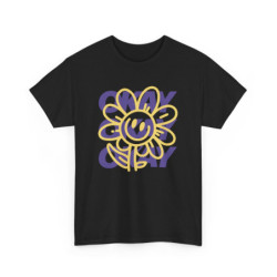 Tee-shirt Fleur Smiley Okay – T-shirt Graphique Positif Rétro – Unisexe Adulte S à 3XL