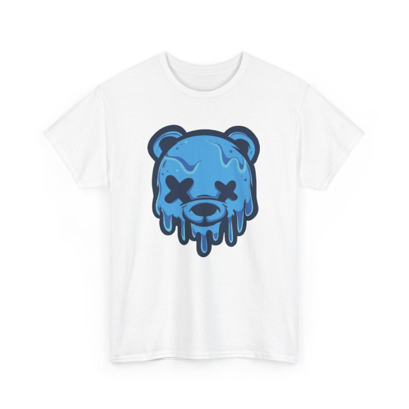Tee-shirt Graphique Ours Fondu Bleu – Style Cartoon Drip – Unisexe Adulte S à 3XL