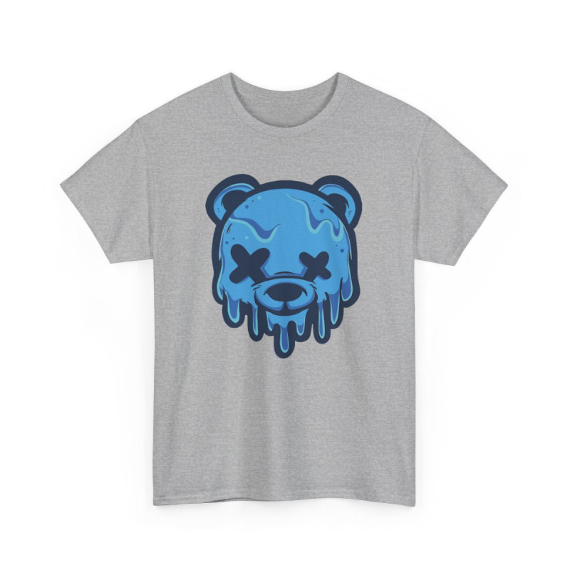 Tee-shirt Graphique Ours Fondu Bleu – Style Cartoon Drip – Unisexe Adulte S à 3XL