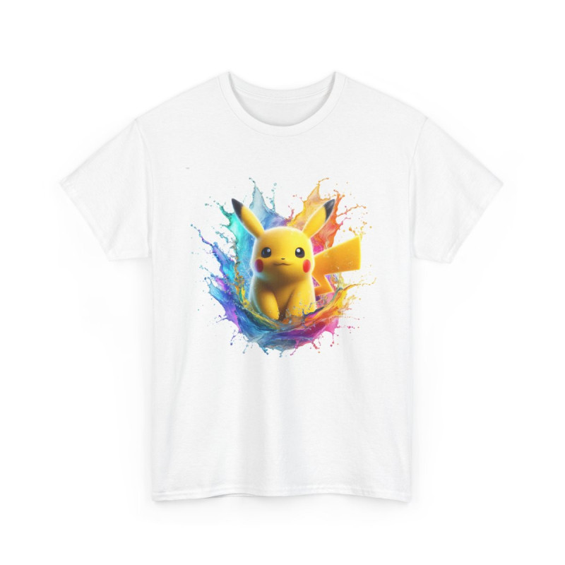 T-shirt Style Manga Créature Jaune – Splash Color Arc-en-ciel  Unisexe Geek Cartoon Blanc, Gris, Noir