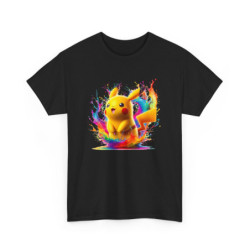 T-shirt Graphique Créature Jaune Style Manga  Explosion Couleurs Splash  Unisexe Kawaii Geek