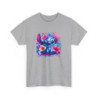 T-shirt Stitch Assis Style Cartoon – Fleurs Hibiscus Colorées & Éclaboussures