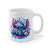 Tasse Créature Stich Bleue – Mug Tropical Exotique avec Fleurs & Splash – Cadeau Original Céramique 325ml