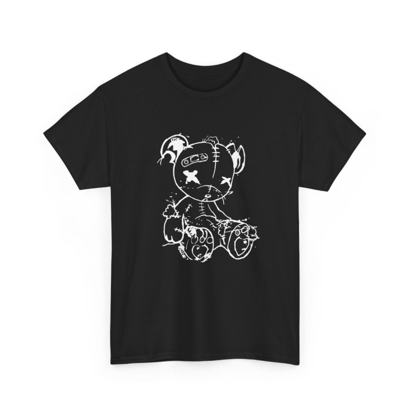 Tee Shirt Noir Ours Abîmé  T-shirt Streetwear Unisexe  Design Grunge Graphique  Mode Alternative 100 % Coton
