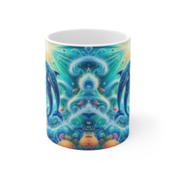 Tasse Dauphins Illustration Océan Magique – Mug Mer Fantaisie Tropicale – Idée Cadeau Marin 325ml