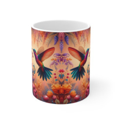 Tasse Colibris & Fleurs Tropicales – Mug Panoramique Coloré – Cadeau Nature Bohème Céramique 325ml