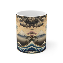 Tasse Vague Japonaise & Fuji – Mug Panoramique Estampe Zen – Cadeau Art Asiatique Céramique 325ml