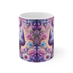 Tasse Rhinocéros Mignon Fleur Magique – Mug Panoramique Fantaisie – Cadeau Animal Doux Féerique Céramique 325ml